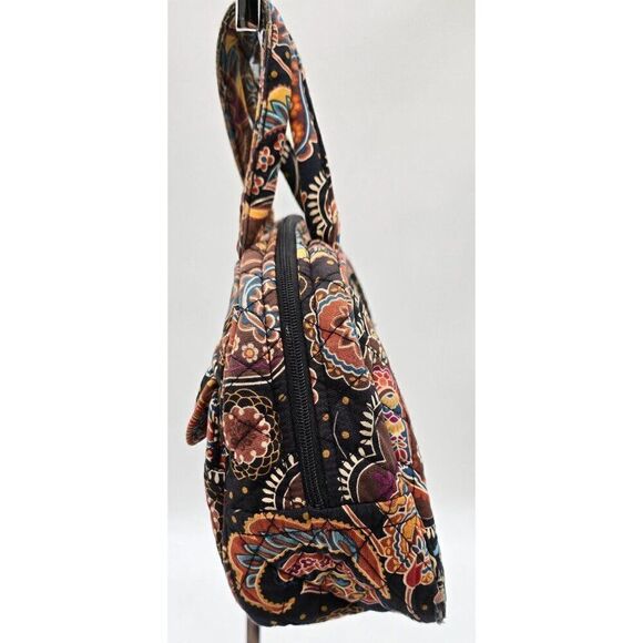 Vera Bradley Quilted Floral Pattern Black Duffel Bag With Handles & Zipper Closu - Picture 5 of 8